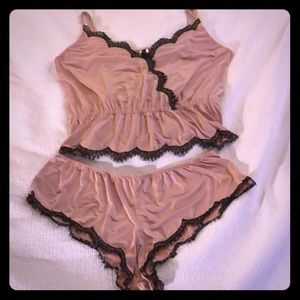Adore Me Dusty Rose Black Lace Lingerie Set  Sz 1X